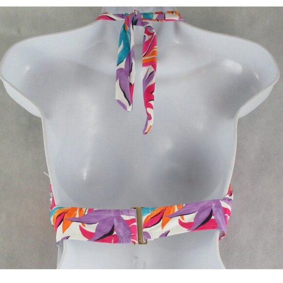 Anne Cole Women's Marilyn Halter Bikini Top Swimsuit, Floral Multi, Size D-Cup - Picture 2 of 3